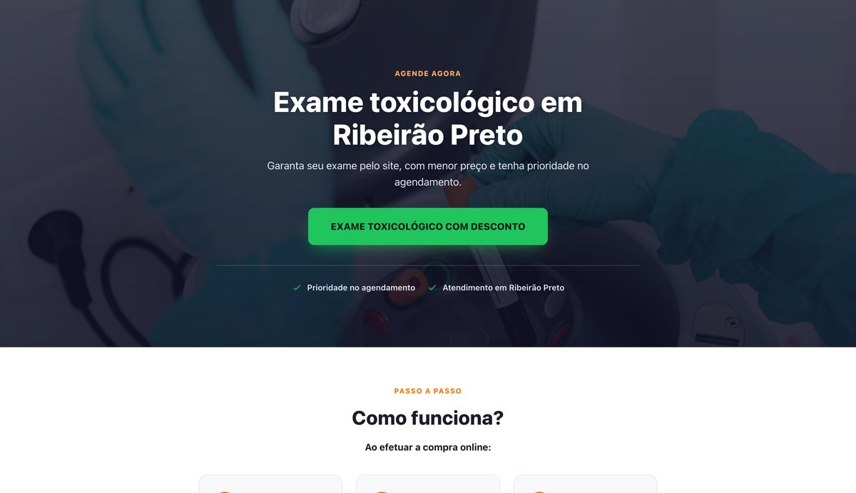 Site Exame Toxicológico RP, versão desktop