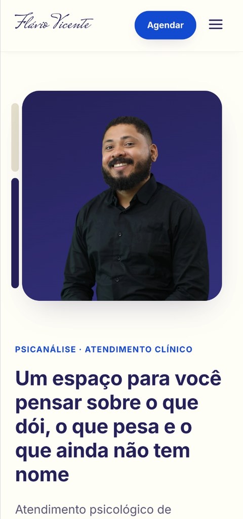 Site Flávio Vicente, versão mobile