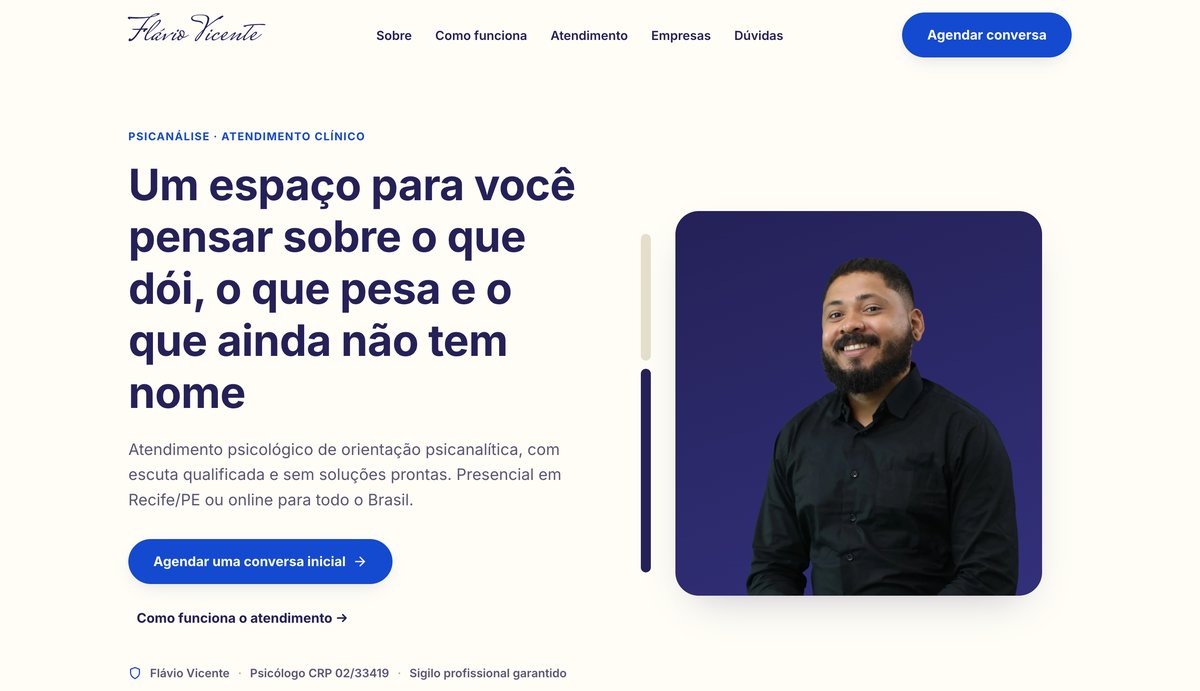 Site Flávio Vicente, versão desktop