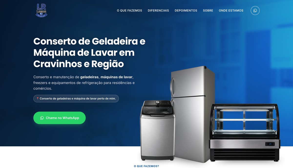 Site Lemes Refrigeração, versão desktop