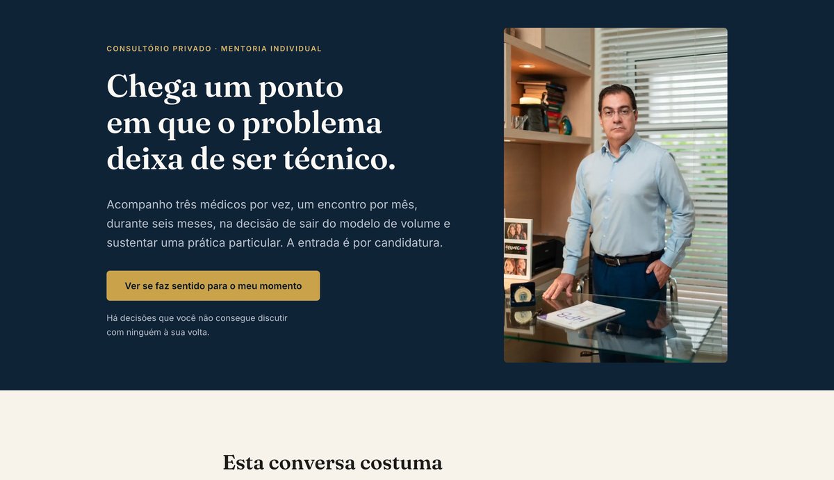 Site Mentoria Consultório Privado, versão desktop