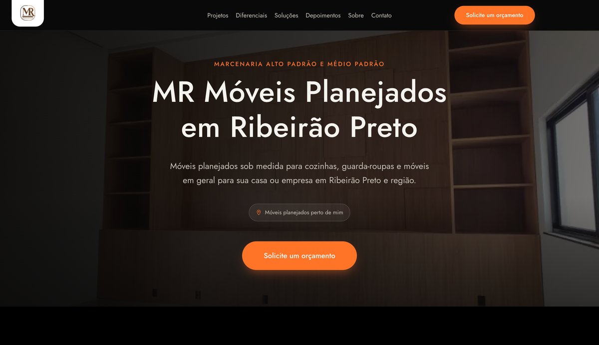 Site MR Móveis Planejados, versão desktop